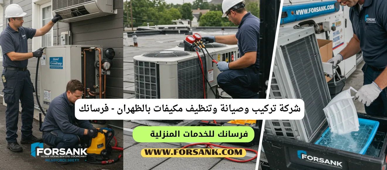 فني متخصص من شركة فرسانك يقوم بصيانة شاملة لمكيف سبليت في الظهران